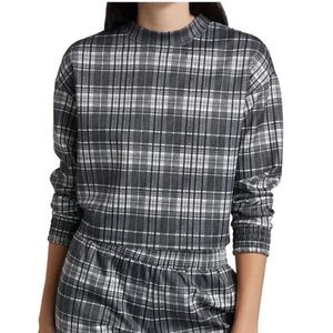 Alice + Olivia Leslie‎ Black Plaid Cropped Academia Sweatshirt, XS